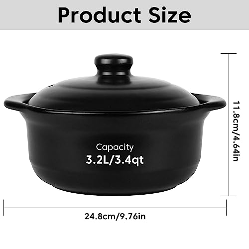 3.4 Quart Warmth-Resistant Ceramic Cooking Pot - Chinese language Casserole with Lid for Rice, Meat, and Soup on Stovetop