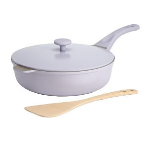 Goodful 11-Inch Versatile Nonstick Forged Iron Pan, 4.4-Quart Capability, Dishwasher Protected, Lilac Frost